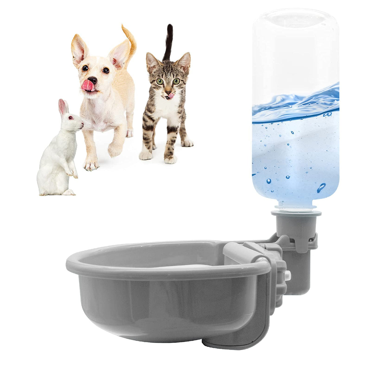 Vannon 16oz gravity dispenser bottle showing steady water flow for small pets