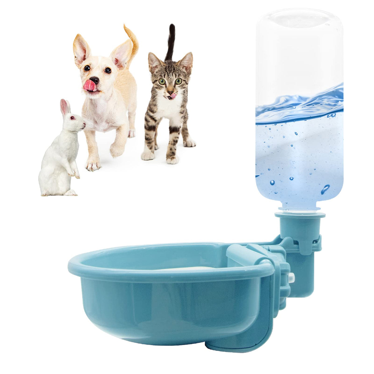 Vannon 16oz pet water bottle mounted outside a cage for steady hydration