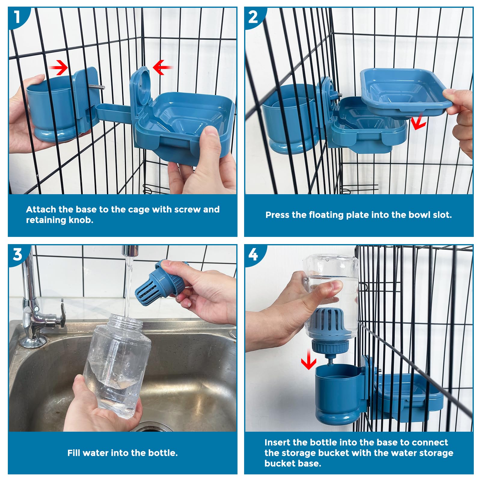 Vannon blue water bottle keeps small pets hydrated during cage time