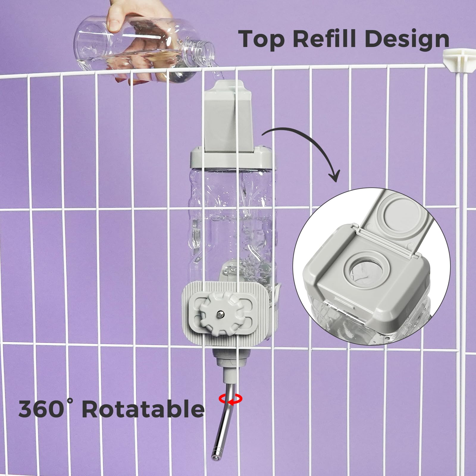 Vannon crate-use with small animals: convenient hydration during playtime and travel.