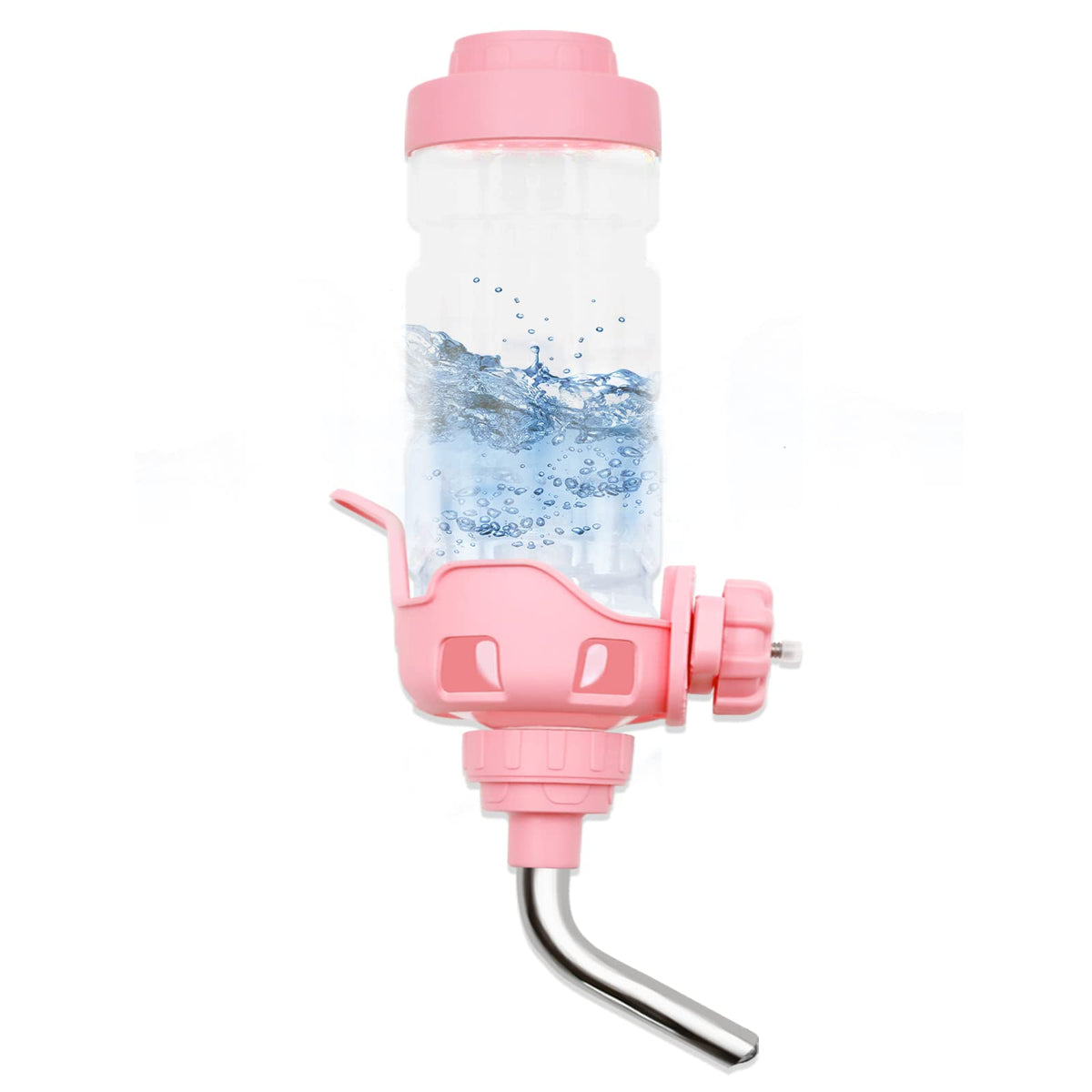 Vannon dog water dispenser for cage, pink, 34oz capacity for reliable hydration.