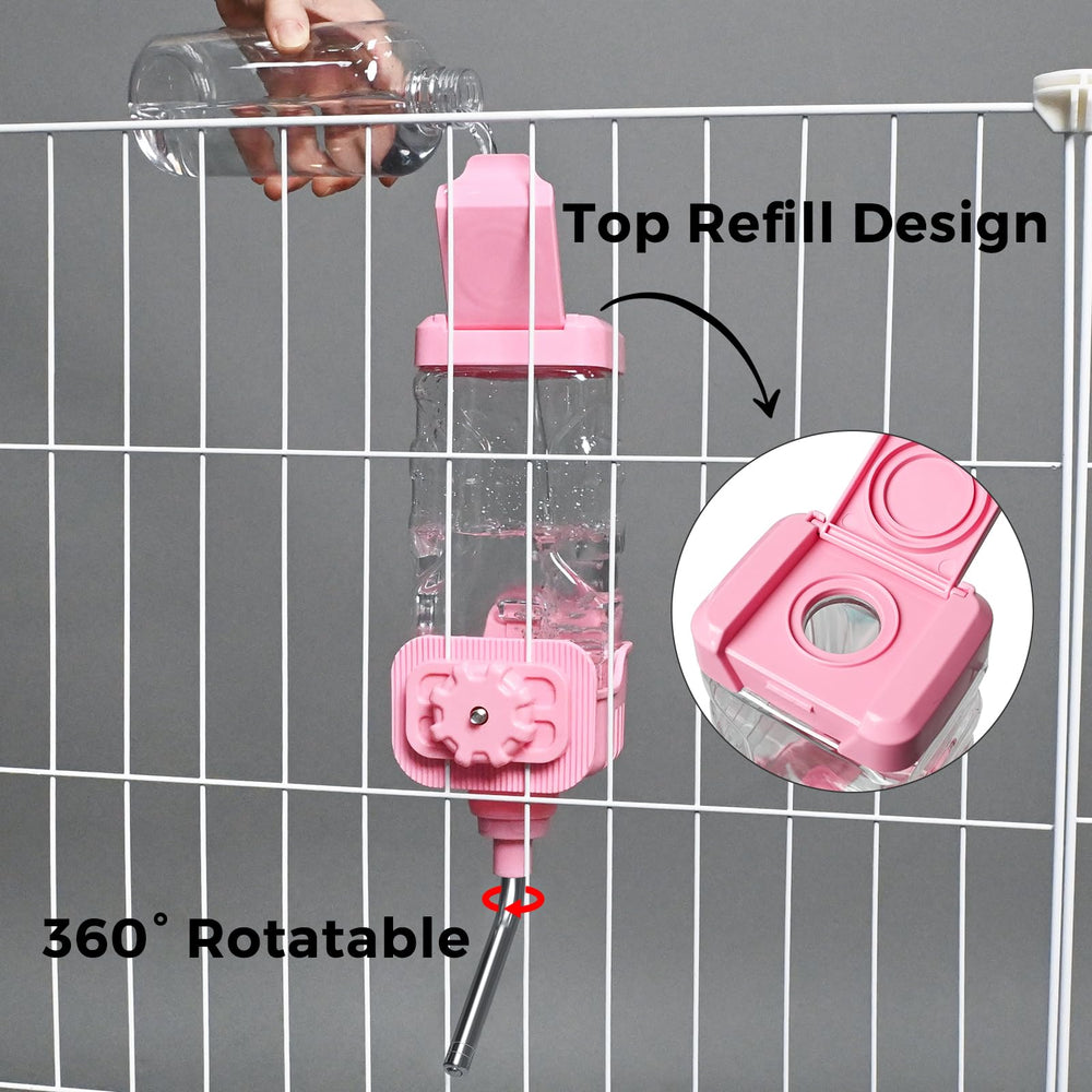 Pink bottle in a cozy small animal setup