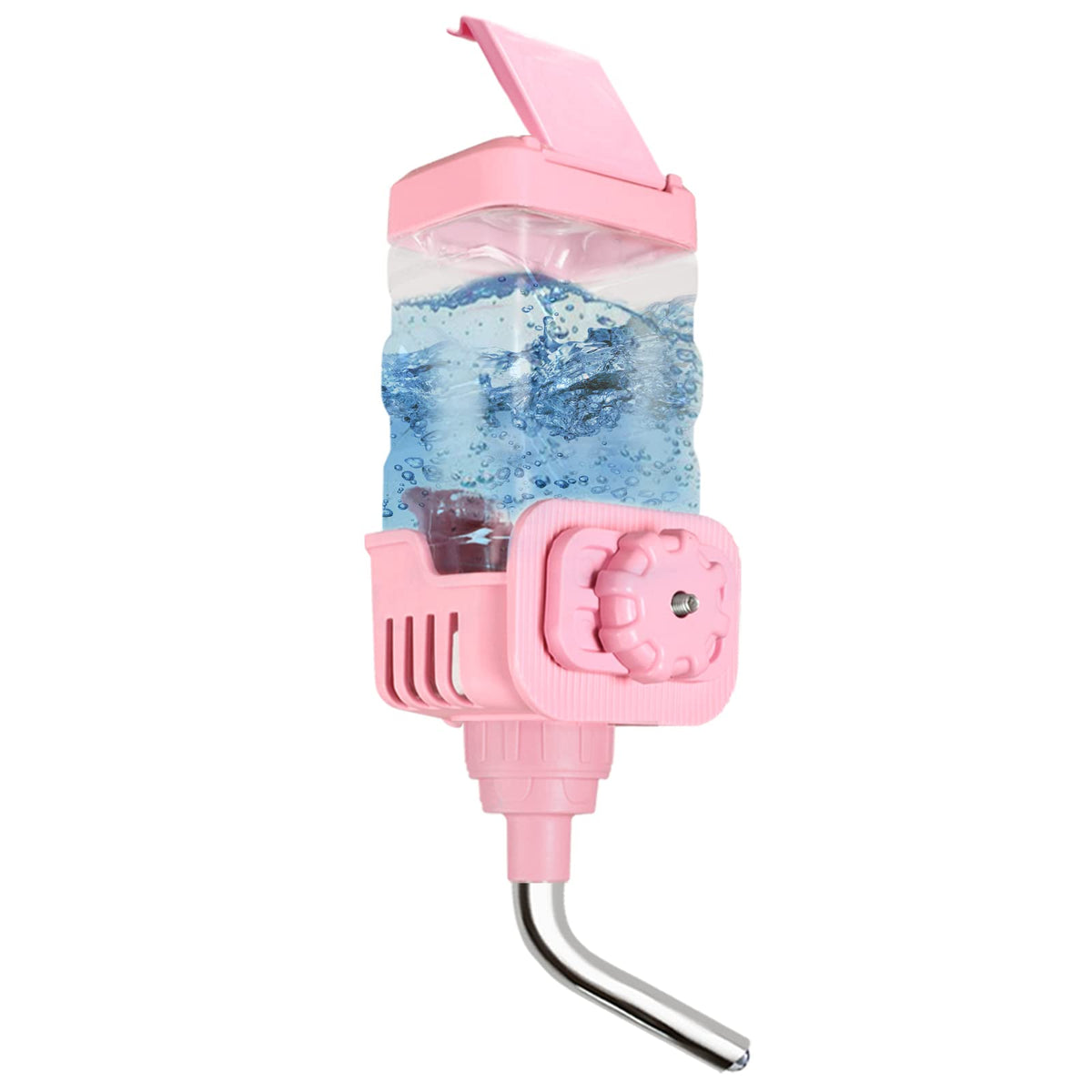 Pink Vannon water dispenser in full view for crate hydration