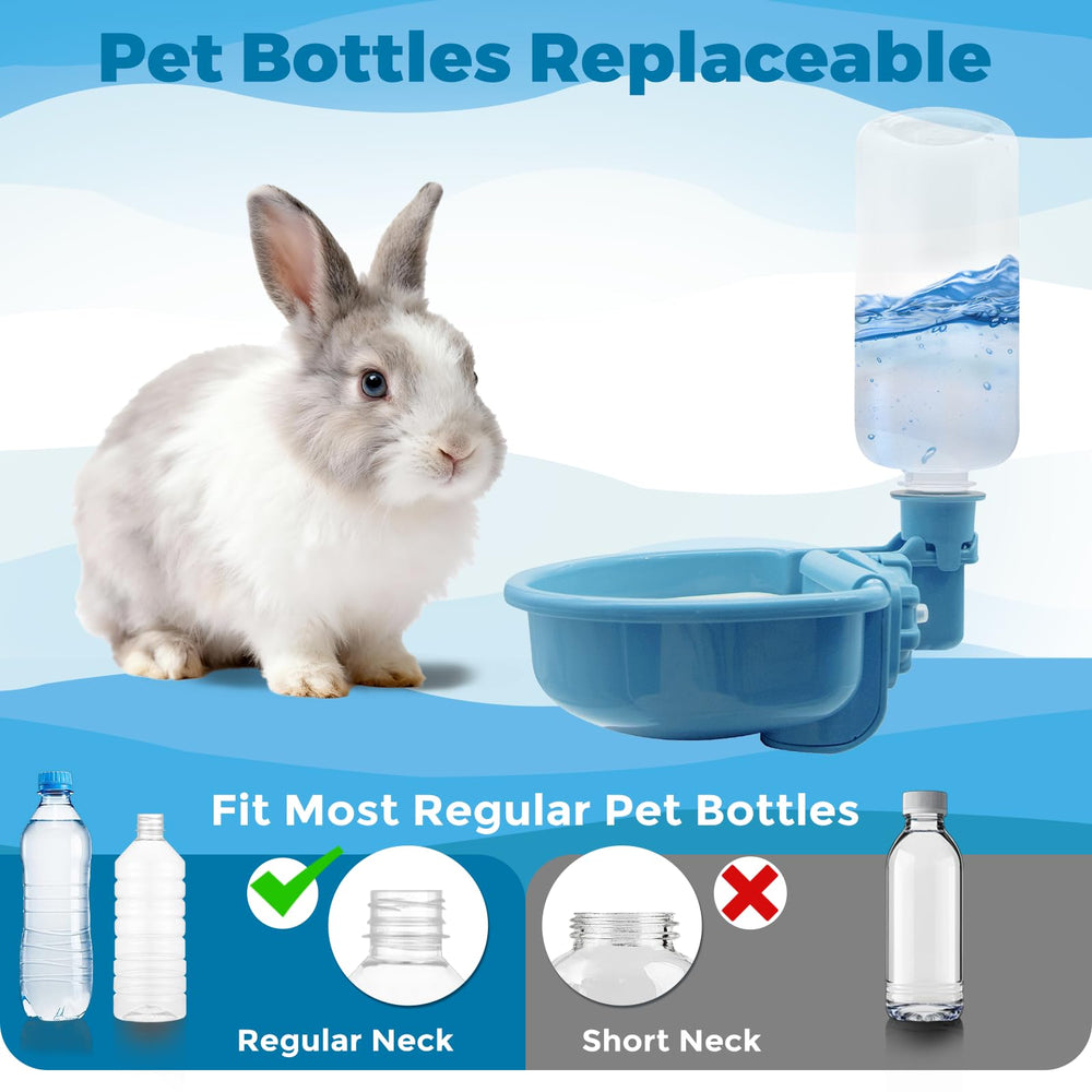 Suspension clip stabilizes the bottle as pets enter or exit the cage