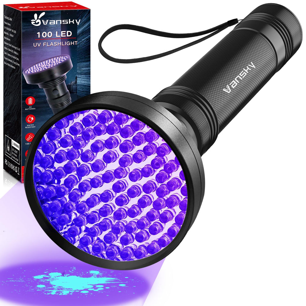 Vansky UV flashlight front view reveals hidden stains clearly