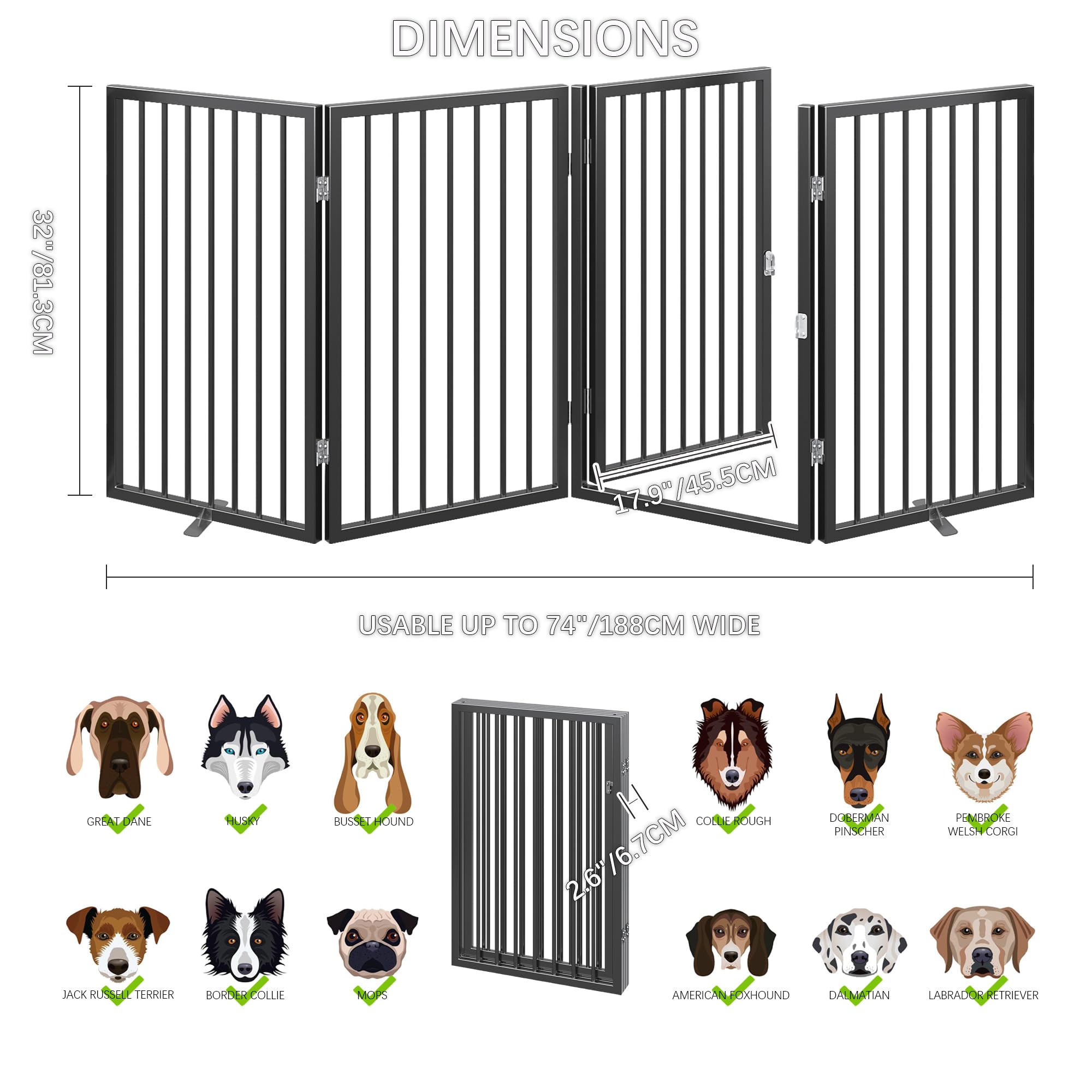 Vantas folded gate stored compactly in a closet after use
