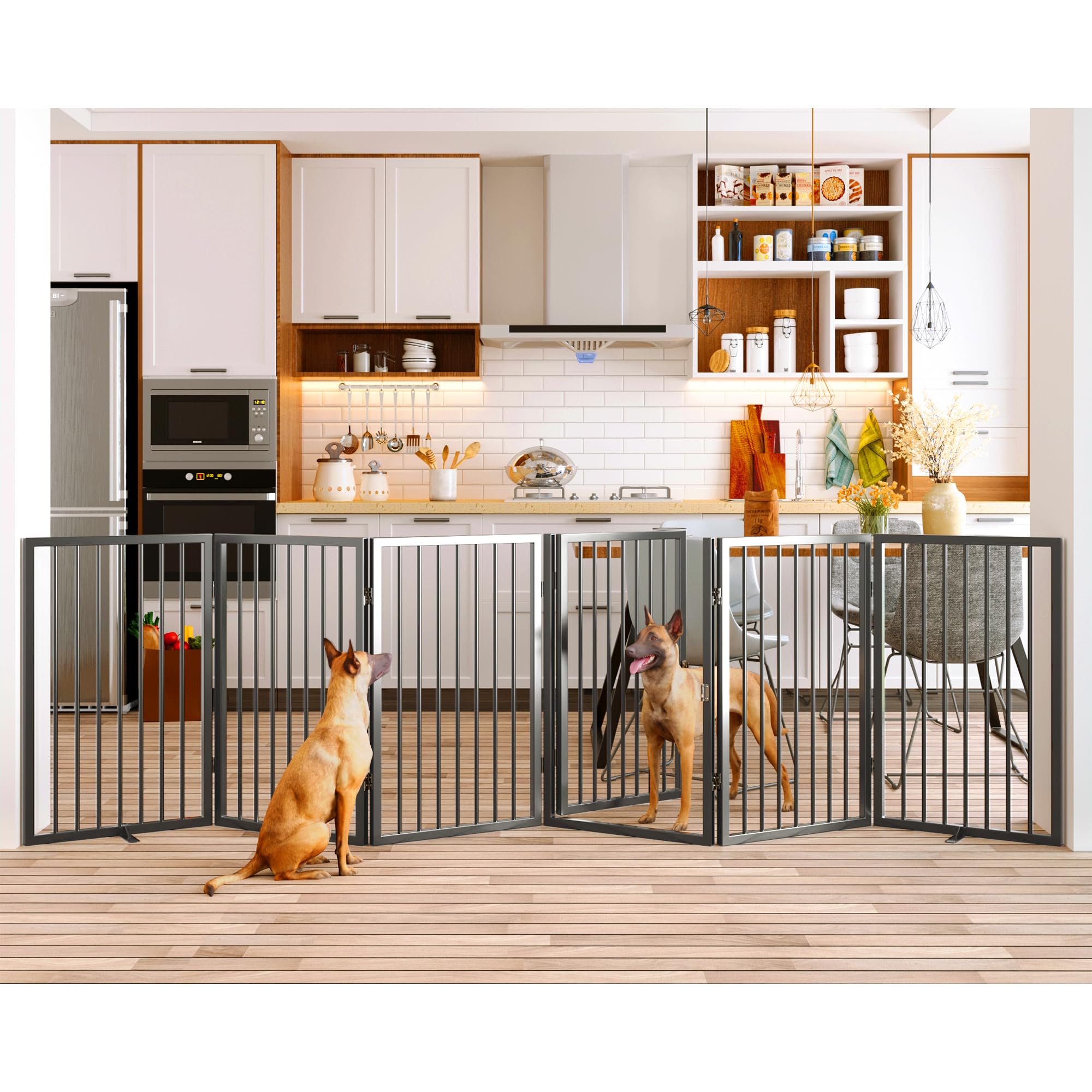Vantas folding no-assembly gate with accordion design for easy room transitions