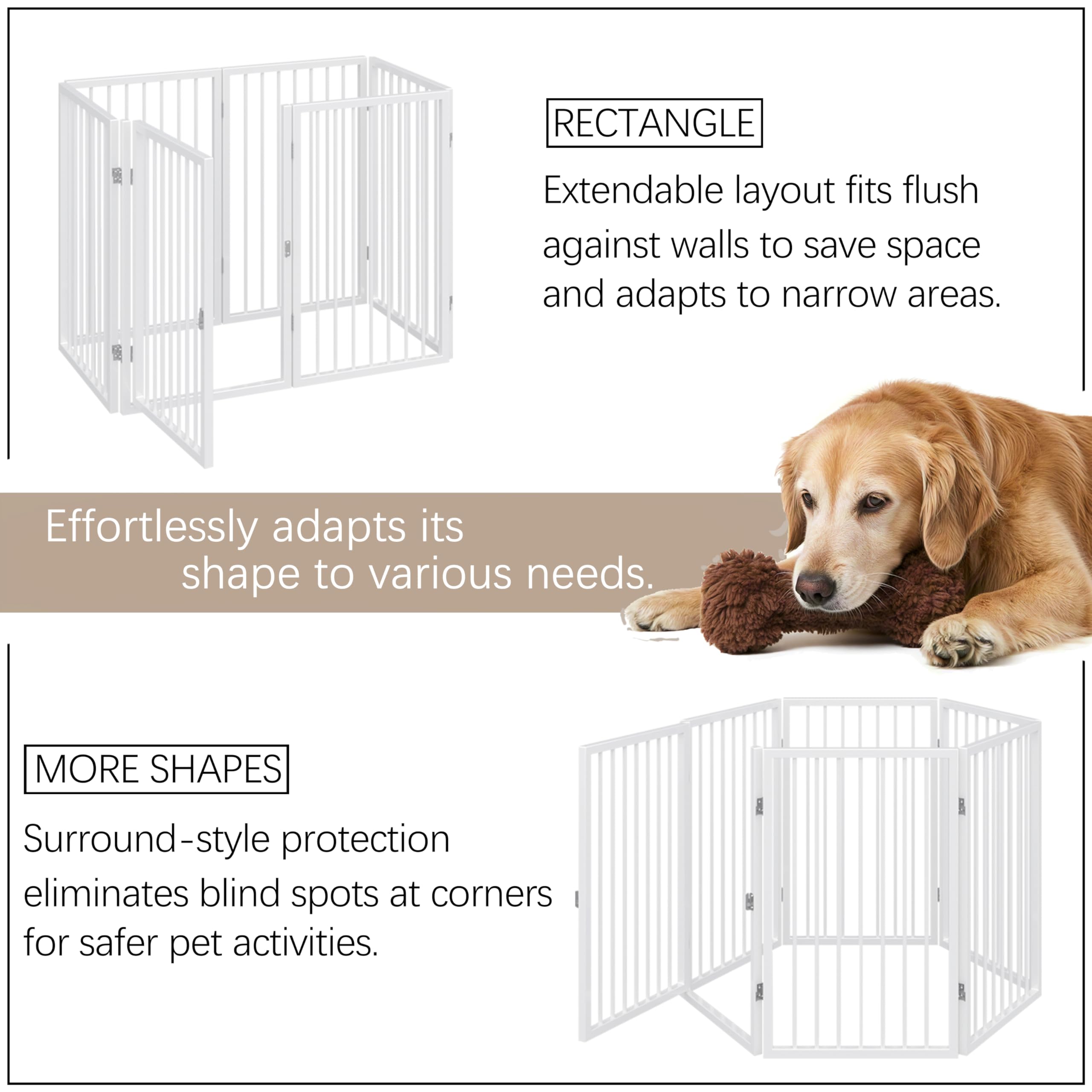 Vantas freestanding pet fence in wide Z-shape fits hallways.