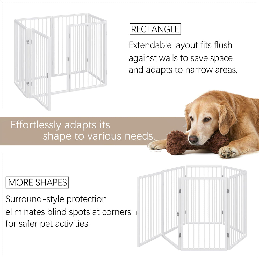 Vantas freestanding pet fence in wide Z-shape fits hallways.