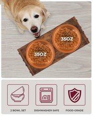 Vantic bamboo wooden dog bowl stand with rustic finish