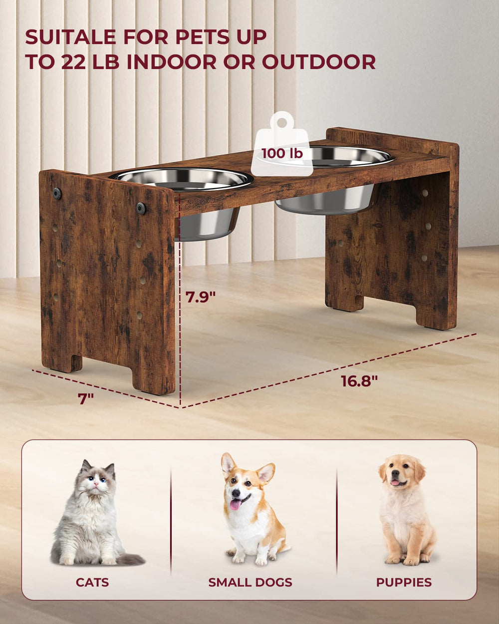 Sturdy wooden frame with silicone pads for added stability.