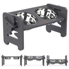 Vantic elevated bowls stand with six-height adjustability for growing pets.