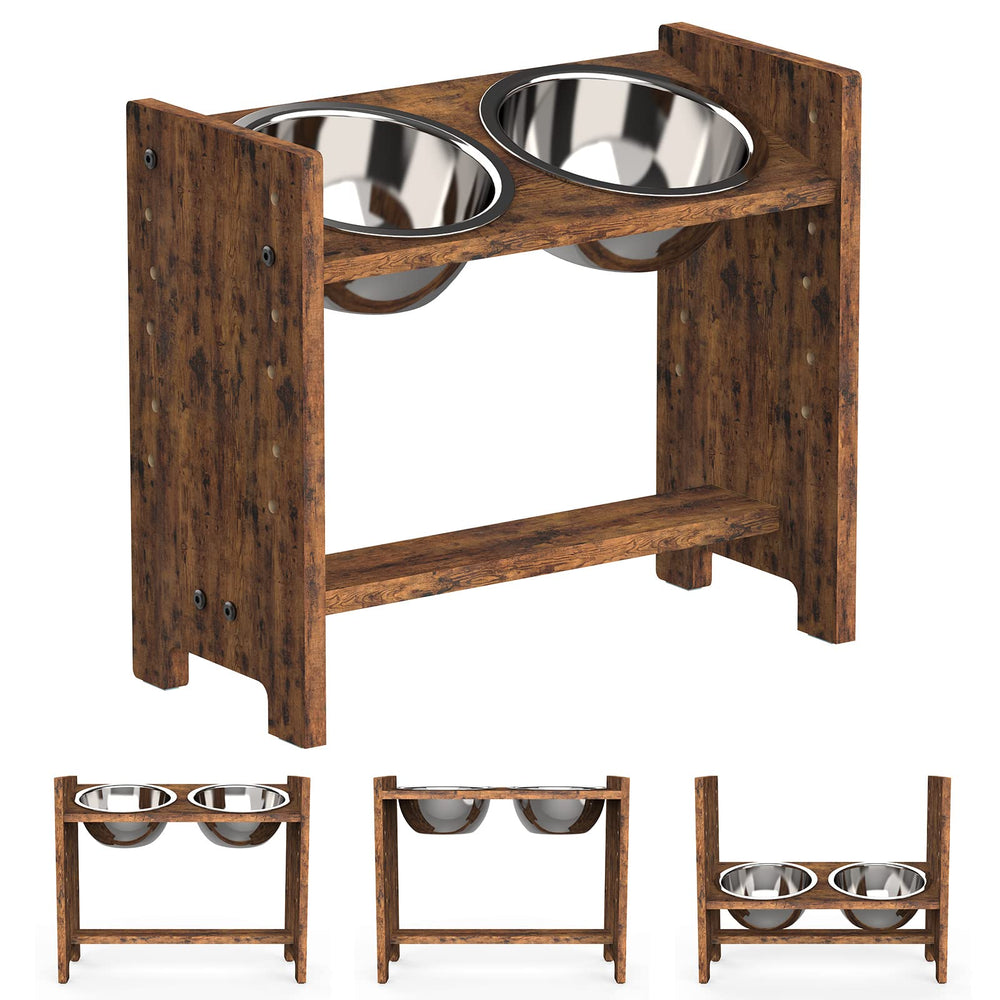 Vantic elevated dog bowls stand with nine height options for growing dogs