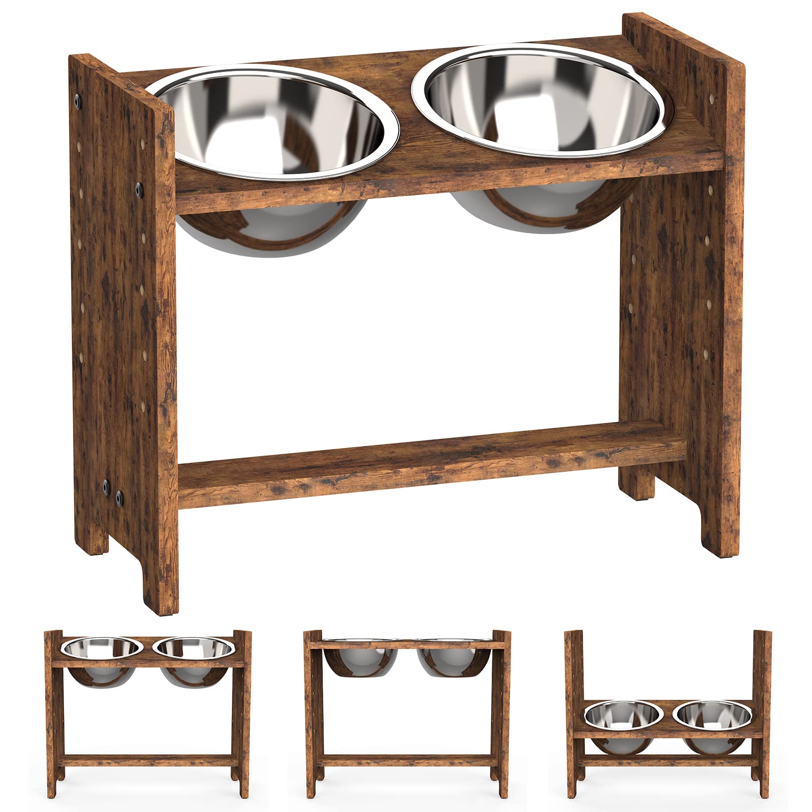 Vantic elevated dog bowls stand with adjustable height for comfortable meals