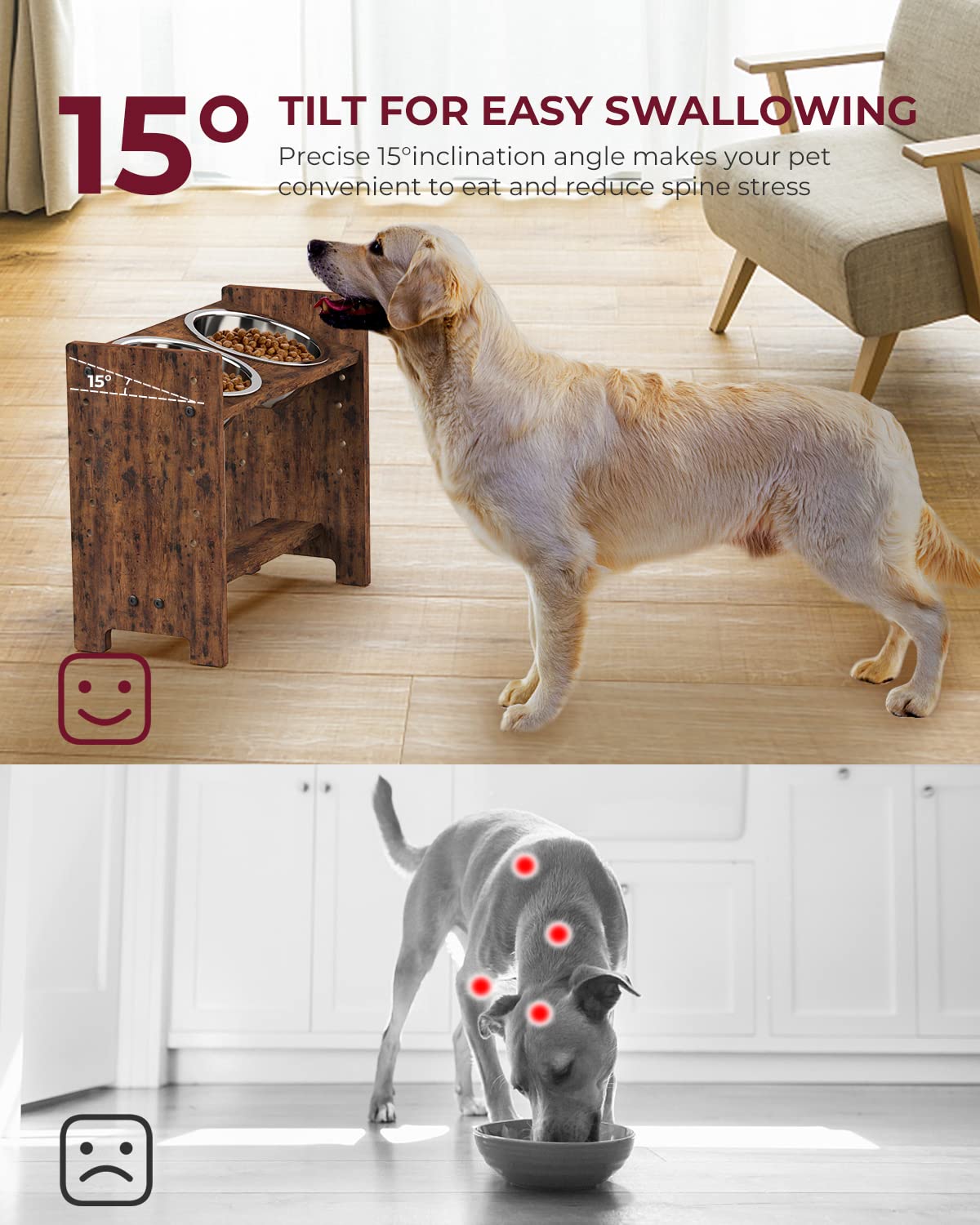 Vantic foldable and removable dog bowl stand for convenient storage