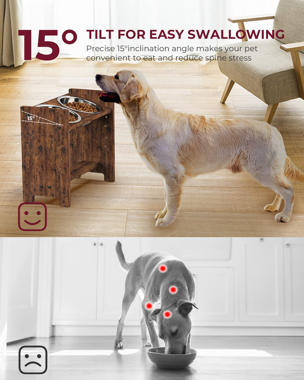 Vantic foldable and removable dog bowl stand for convenient storage