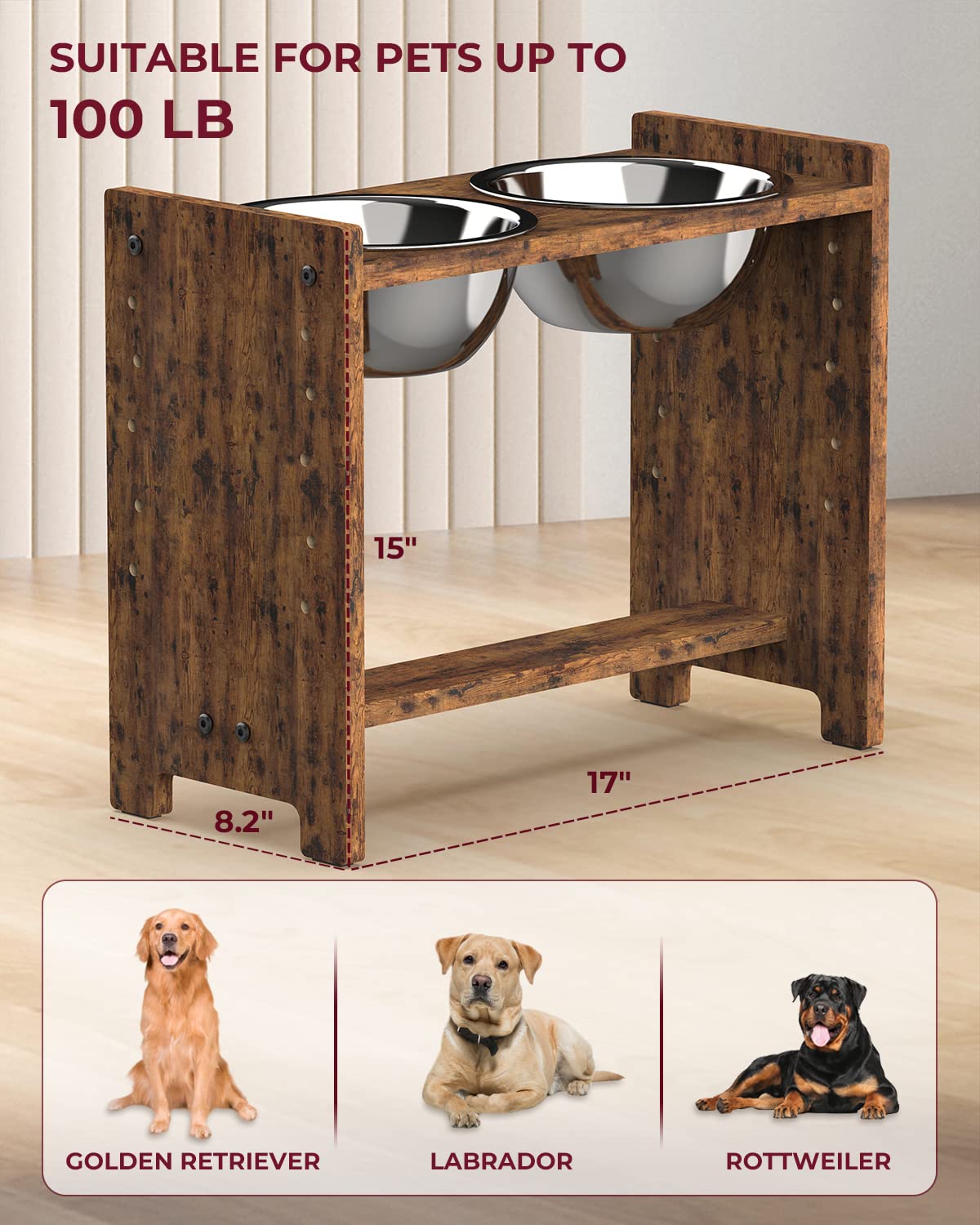 Vantic rustic brown design complements homes while supporting large breeds