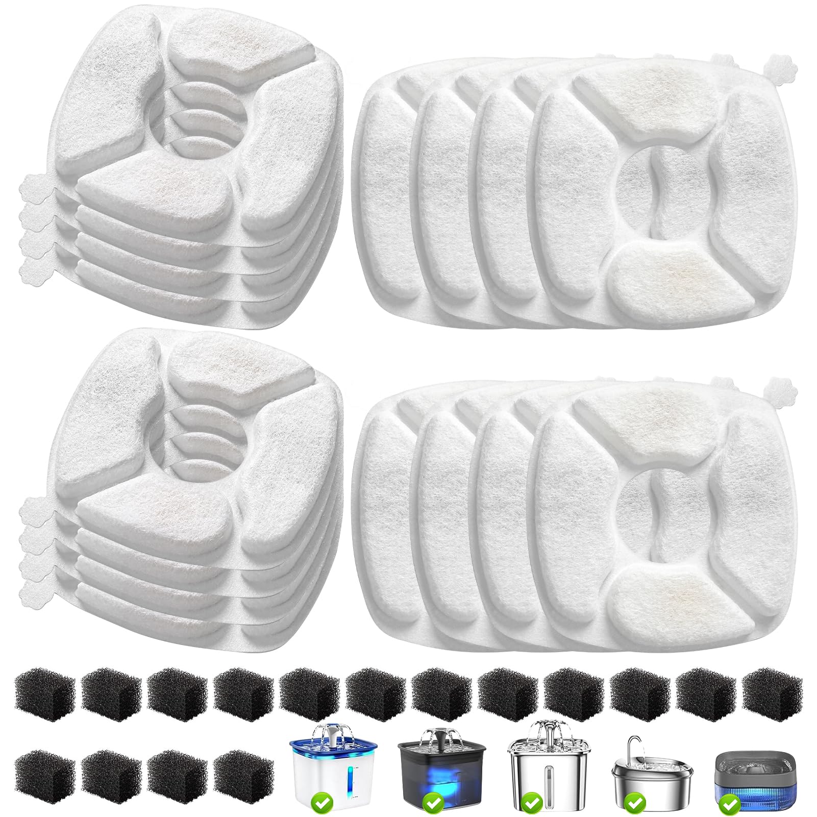 VANVE 32pc cat fountain filter kit for cleaner, fresher water