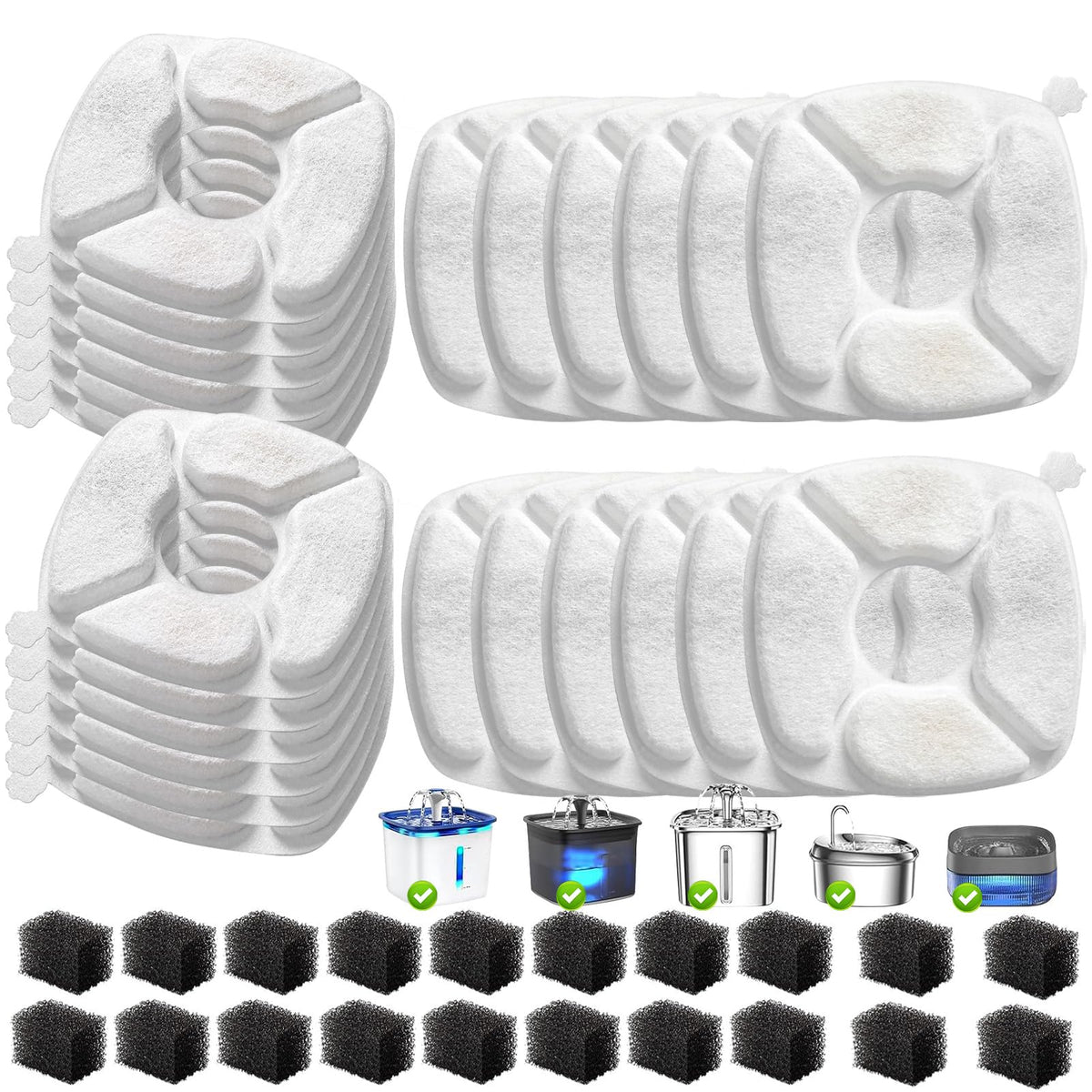 VANVE cat fountain filter kit with 20 filters improves water freshness.