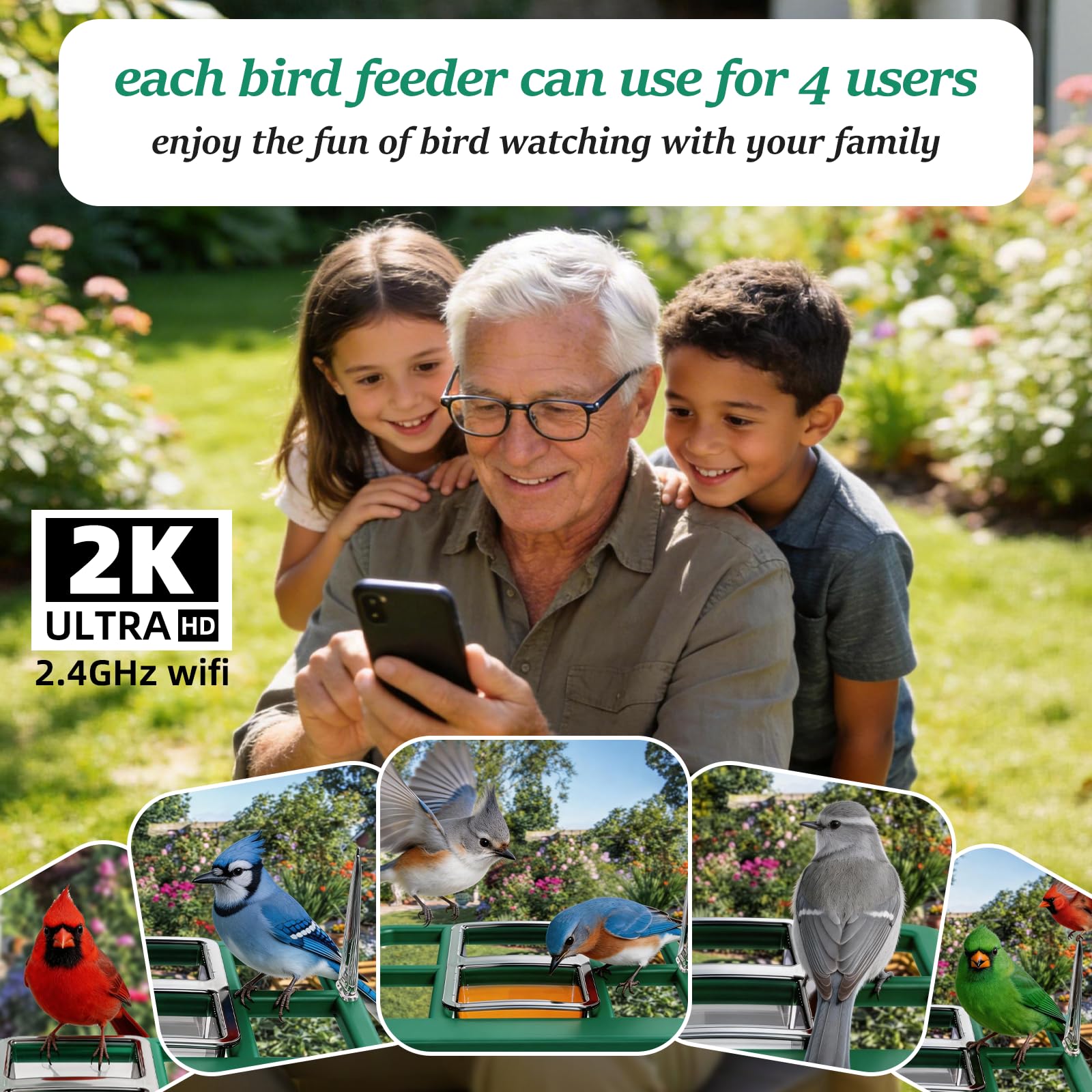 Vatjubi birdfeeder solar powered battery ensures uninterrupted outdoor monitoring.