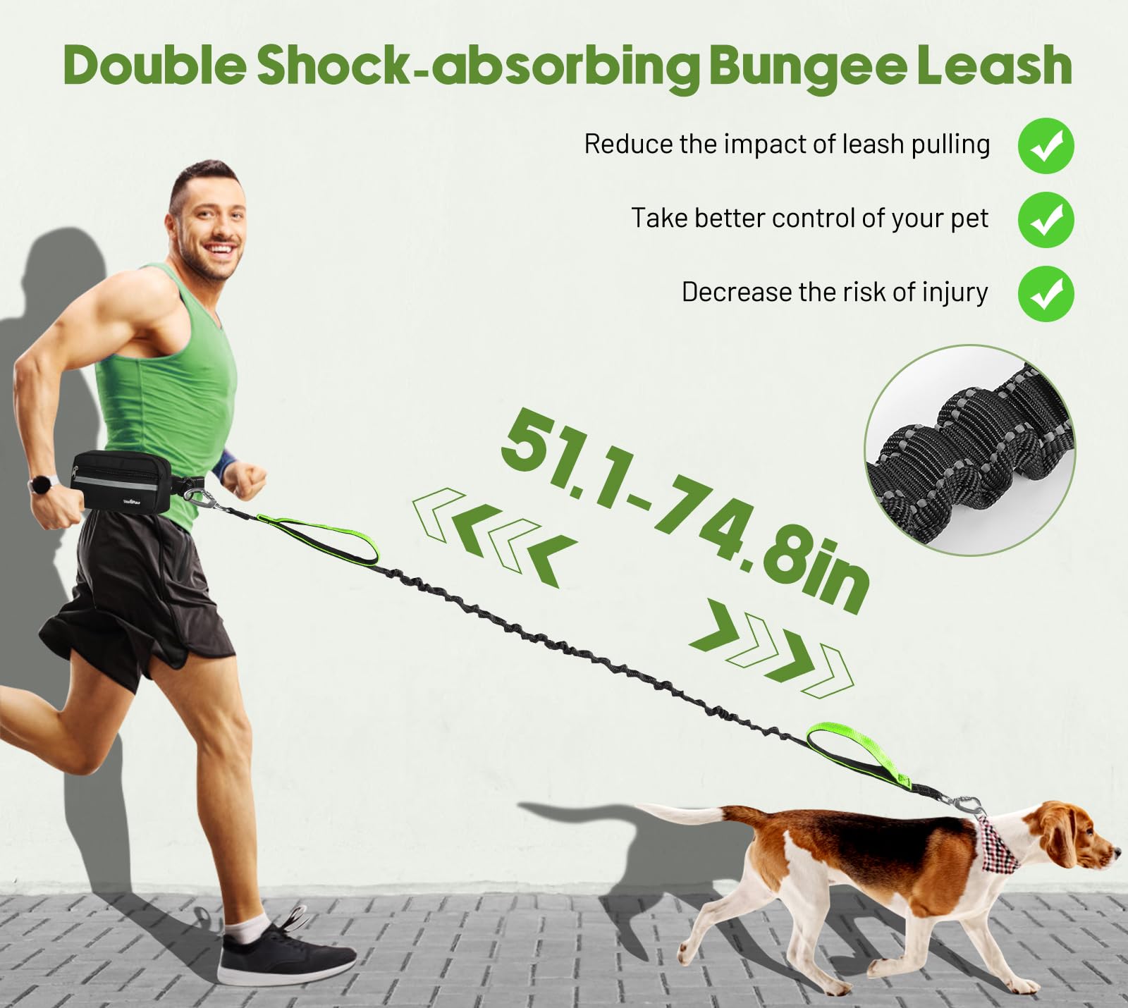 VavoPaw shock-absorbing leash reduces pull impact for smoother walks.