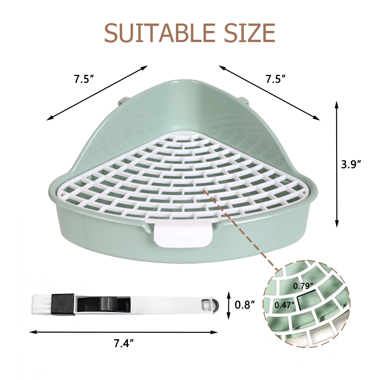 Vayinana rabbit litter box side view highlights high sided design to reduce splash
