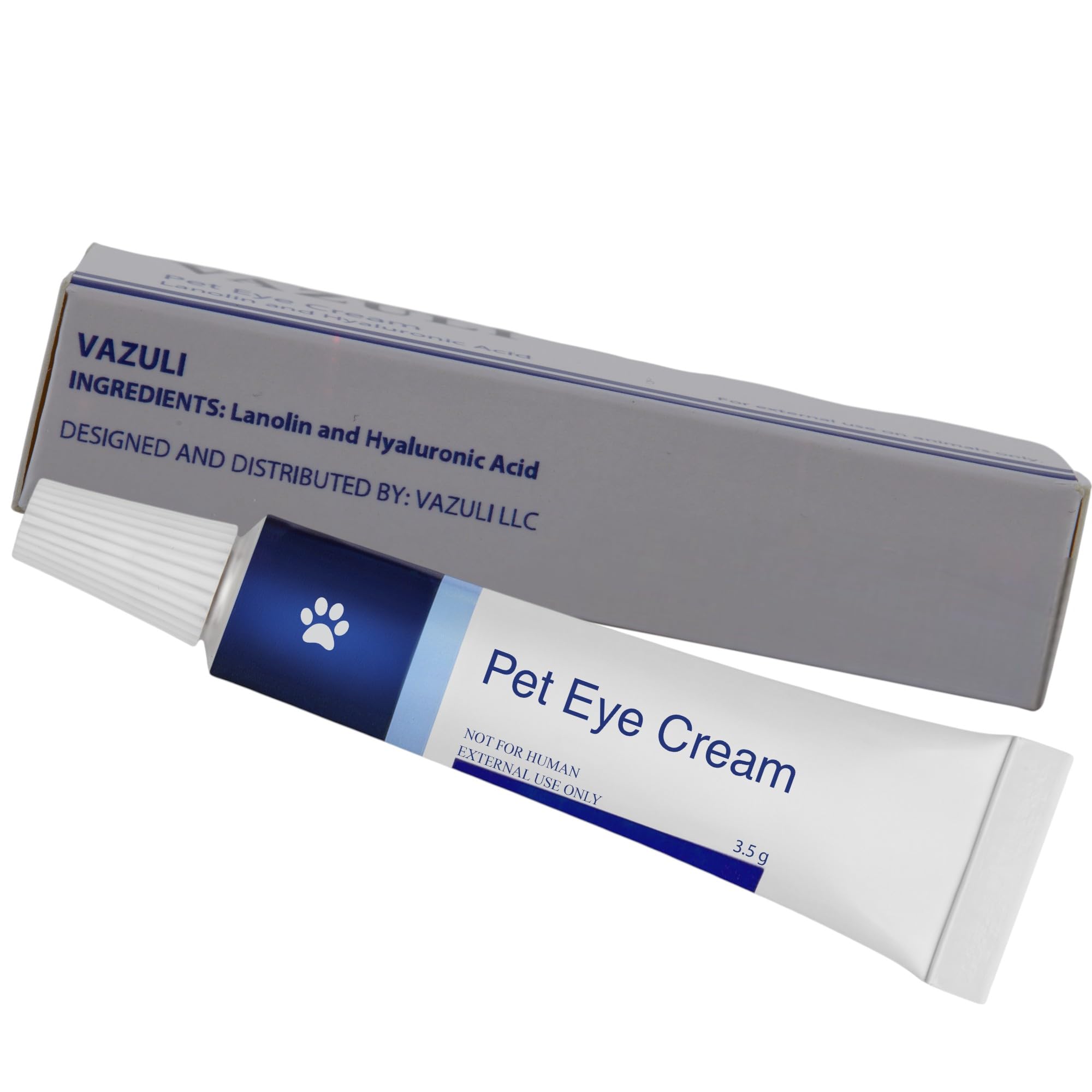 VAZULI Eye Cream packaging, compact 3.5 g tube ready for on-the-go care.