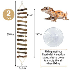VCEPJH fruit wood ladder detail showing sturdy rope joints for small reptiles.