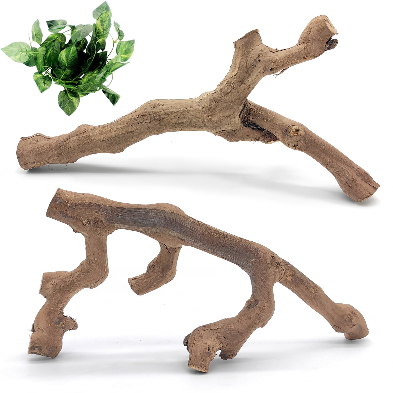 VCEPJH snake climbing branch two-pack for enriching reptile habitats with natural wood texture.