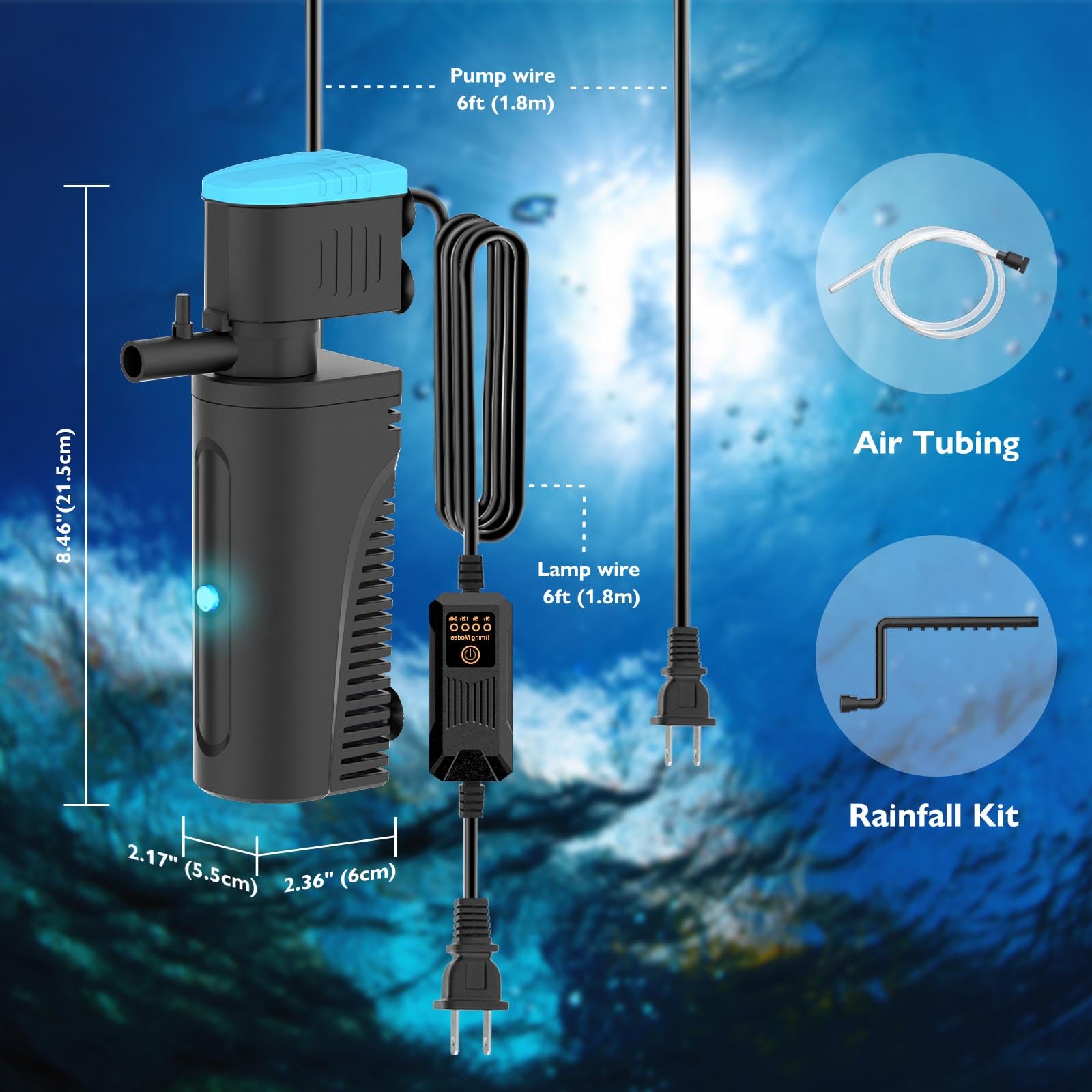 VCRAZE aquarium filter in use in a home aquarium setup.