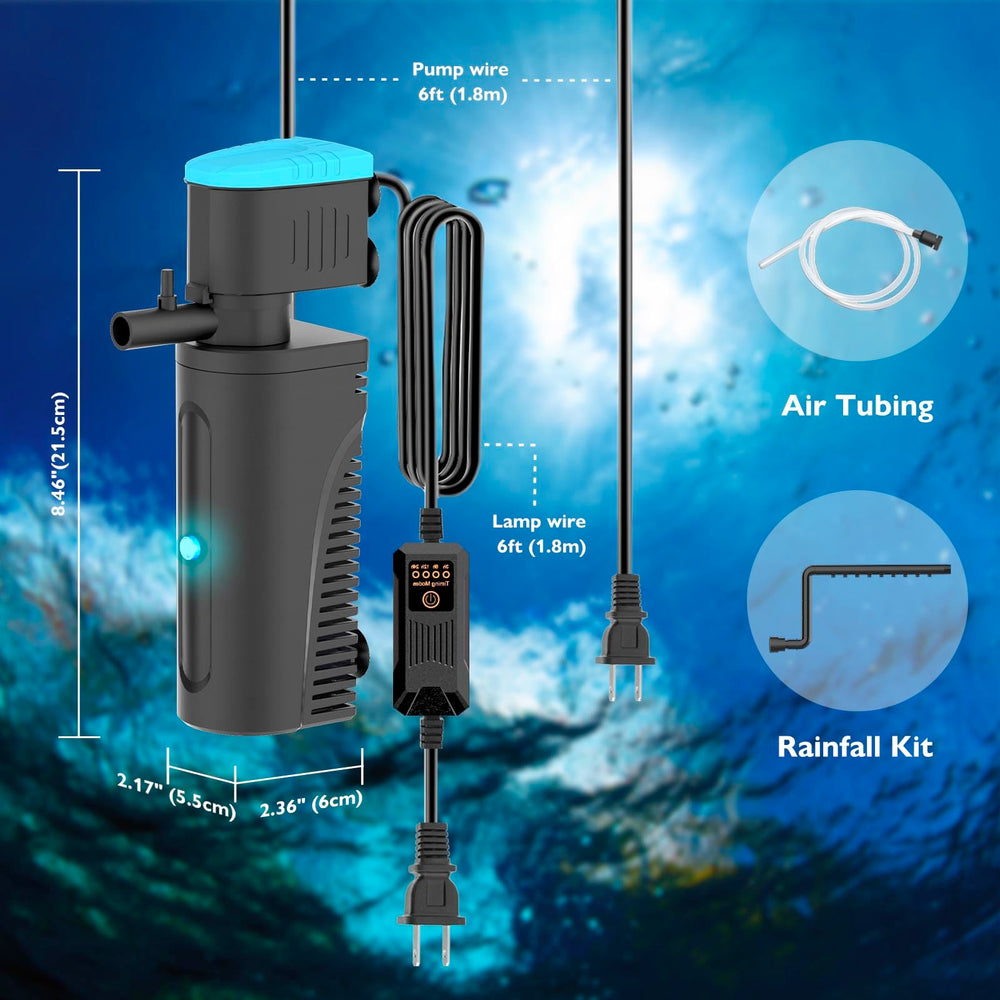 VCRAZE aquarium filter in use in a home aquarium setup.