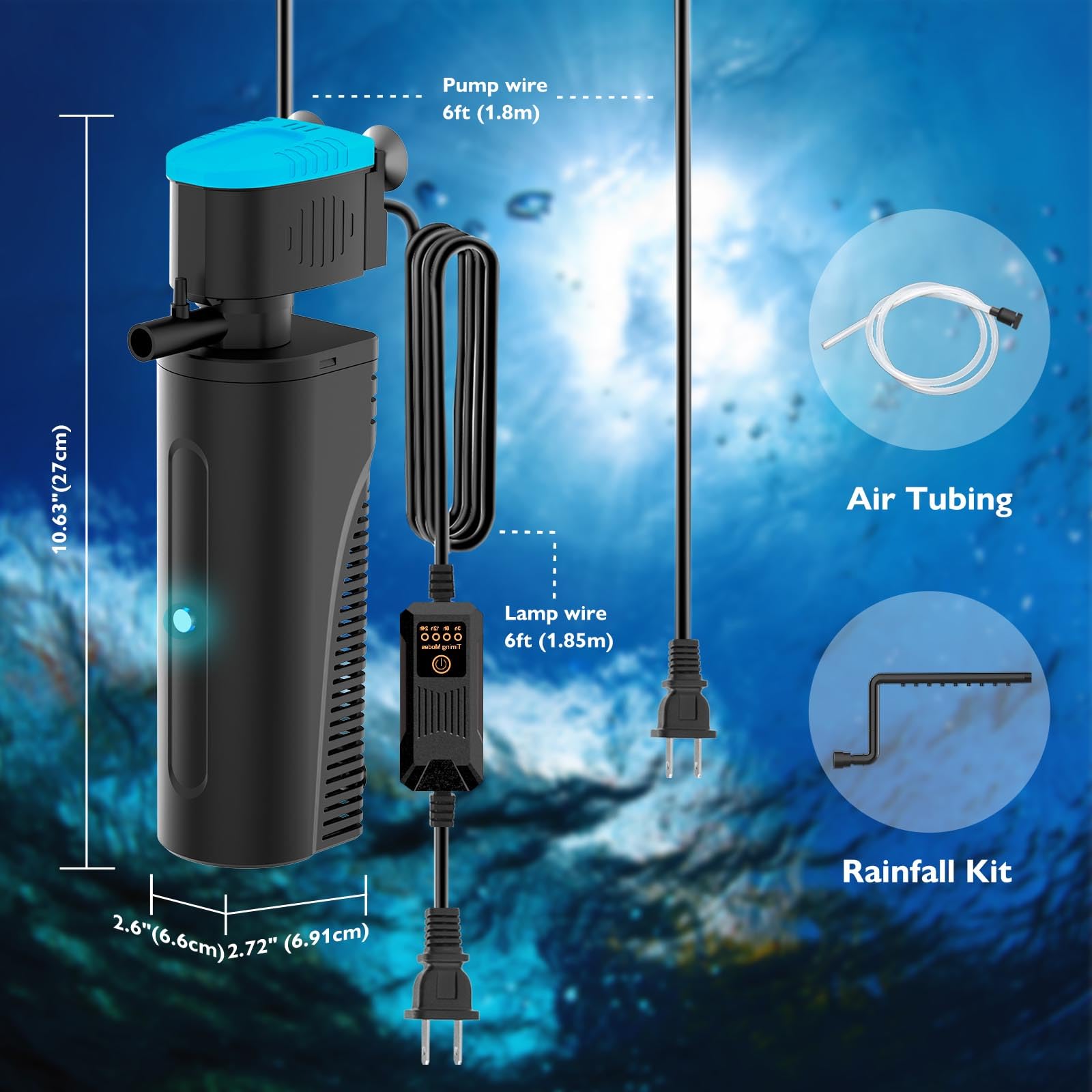 VCRAZE compact turtle tank filter reduces debris buildup.