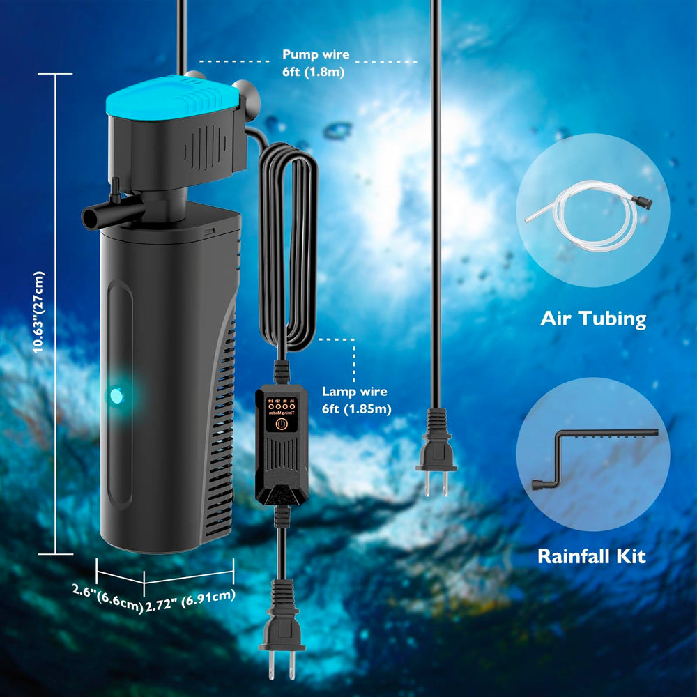 VCRAZE compact turtle tank filter reduces debris buildup.