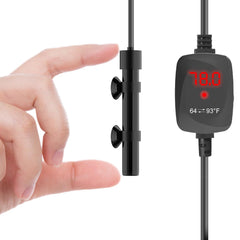 VCRAZE mini aquarium heater with digital display for easy temperature reading.
