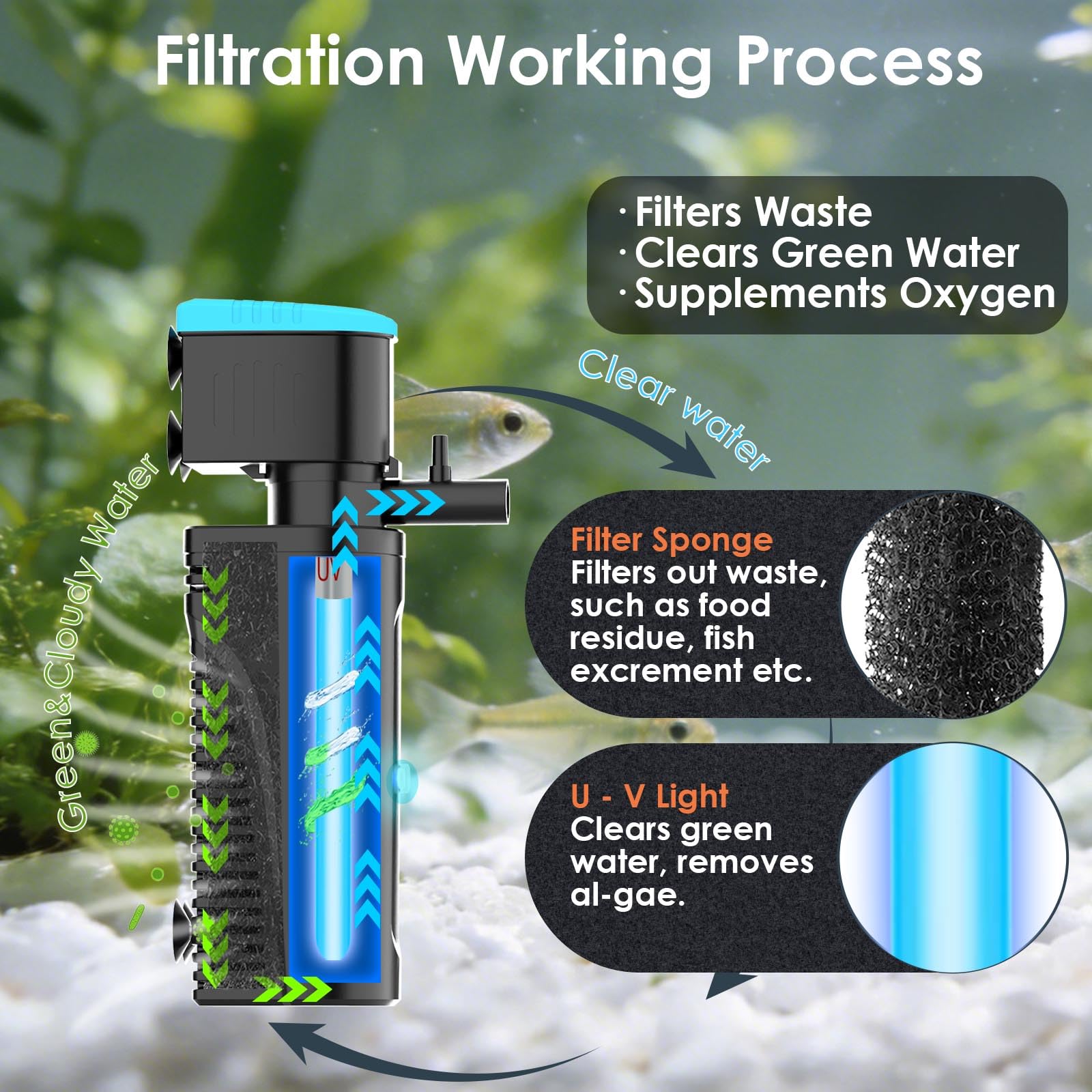 VCRAZE UV light with timer close-up shows water clarity control.