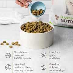 V-dog Kind Kibble bowl serving shows ready-to-serve vegan dog food.