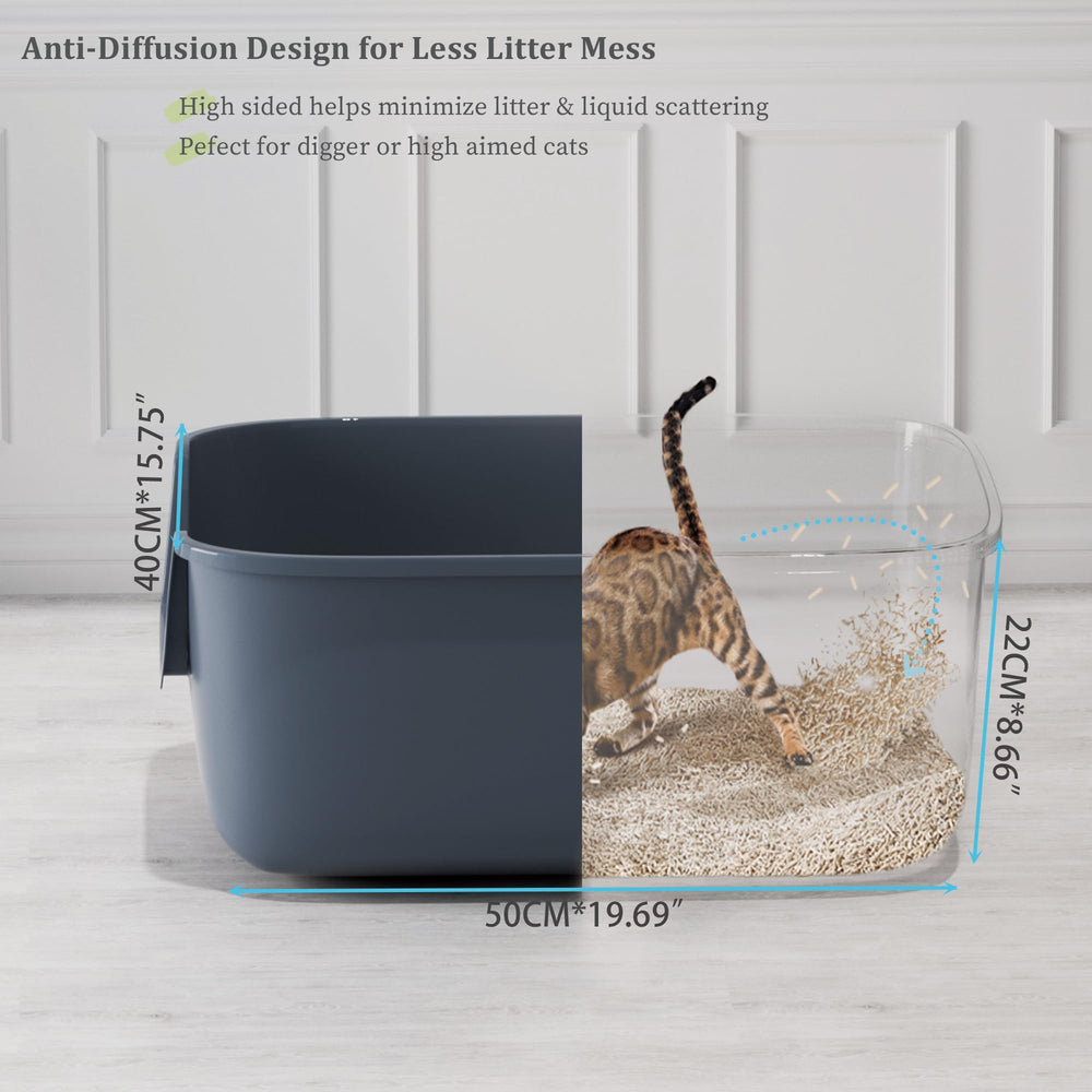 Vealind anti-splash deep tray demonstrates reduced litter spray