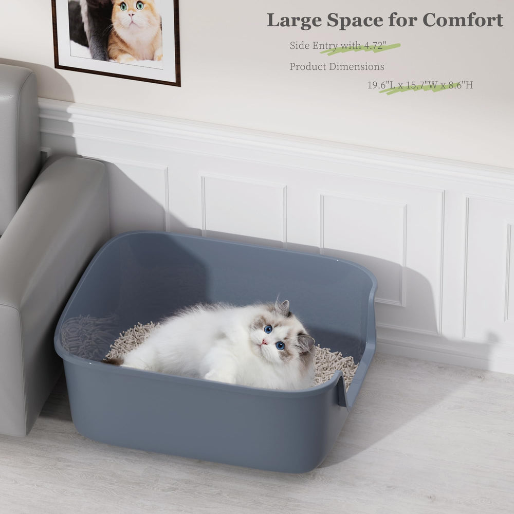 Vealind open-top design illustrates spacious litter bed for movement
