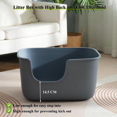 Vealind large cat litter box high-sides entry grey, helps contain litter and spray