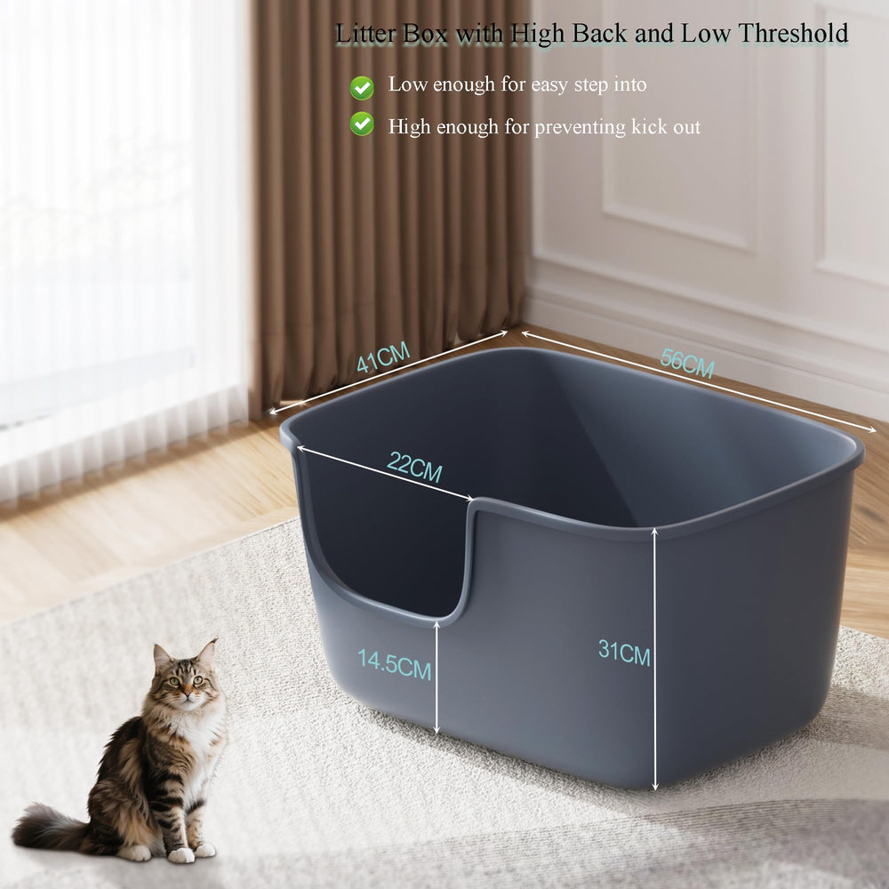 Vealind litter box open-top design grey for open space and cat comfort