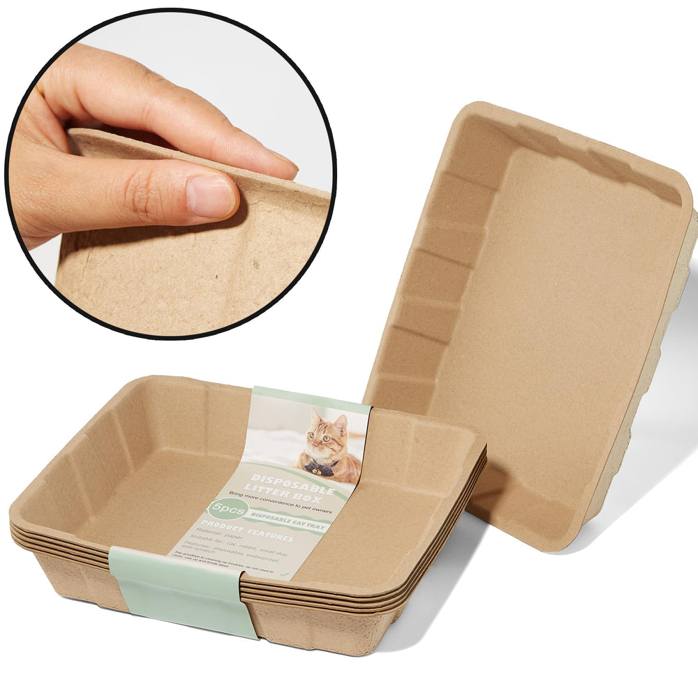 Vealind value pack of five disposable trays for cats.