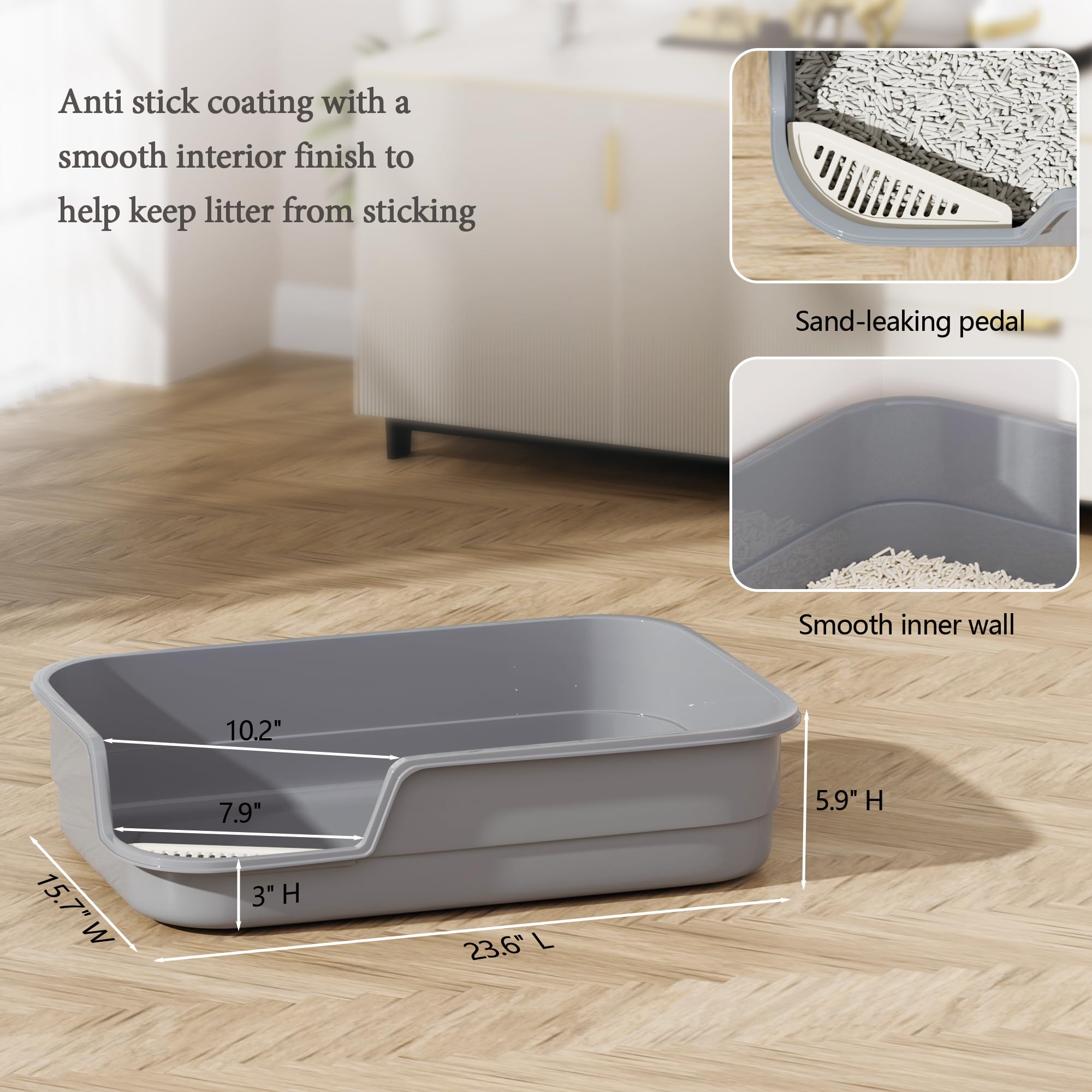 Vealind XL cat litter box anti-splash edge reduces scatter