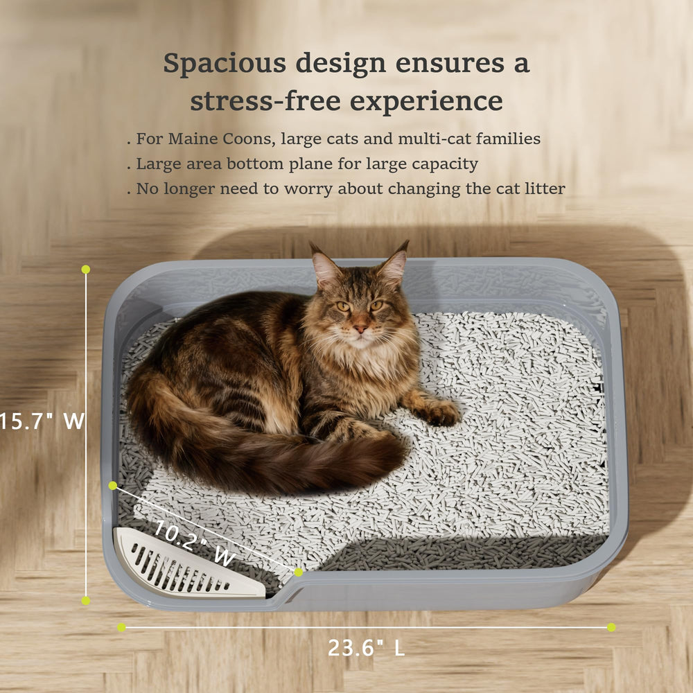 Vealind XL cat litter box low-entry 3in design aids easy access