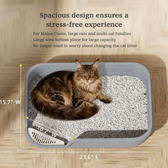 Vealind XL cat litter box low-entry 3in design aids easy access
