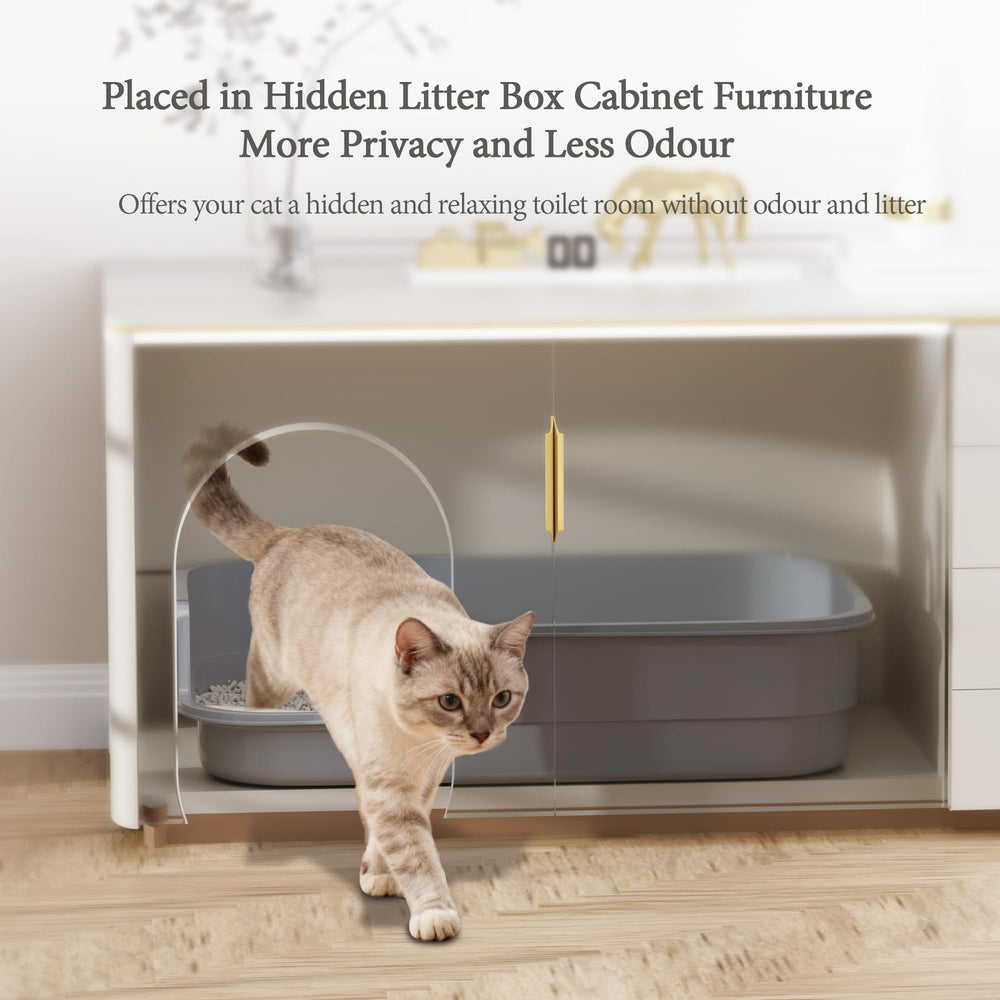 Vealind XL cat litter box paw-trap pedal helps reclaim litter