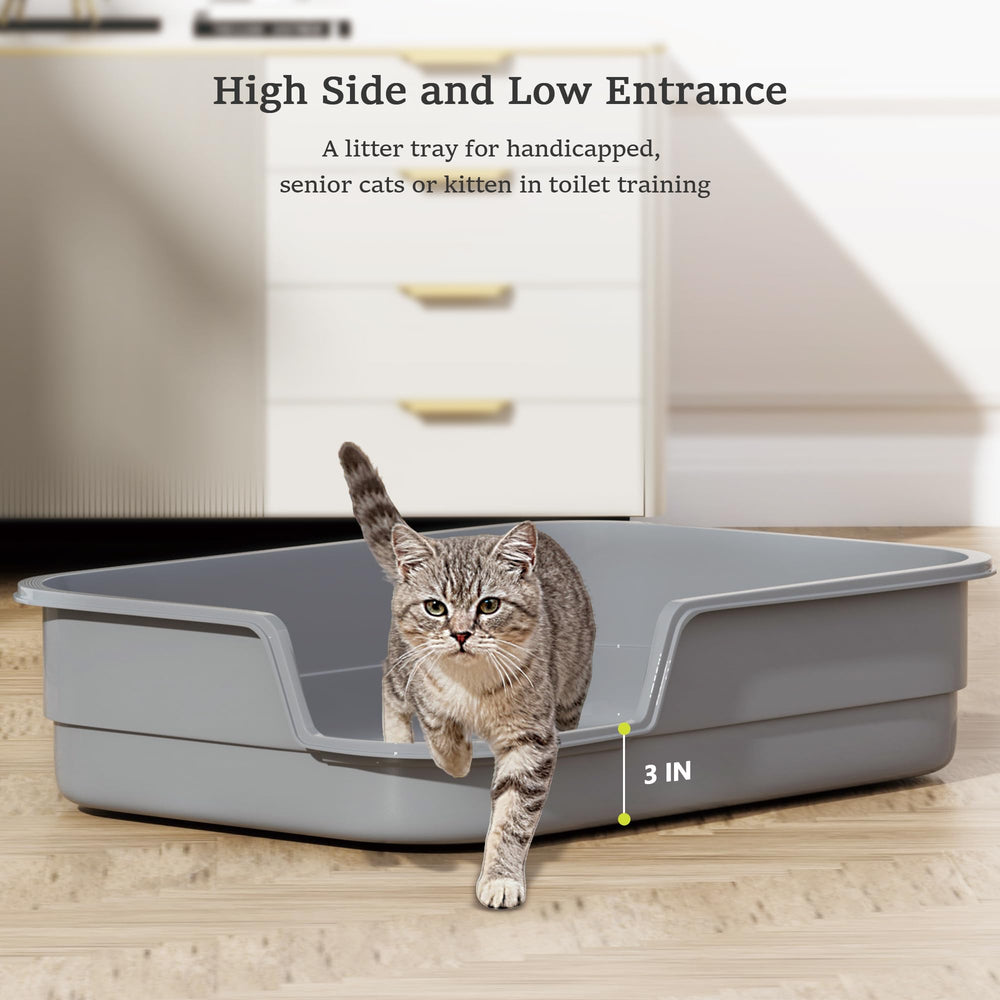 Vealind XL cat litter box side view showing roomy depth