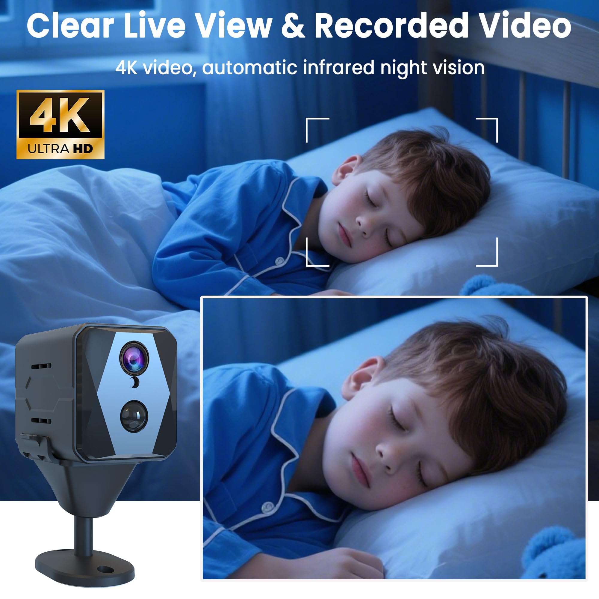 vebiliki Indoor Camera PIR motion detection for instant phone alerts