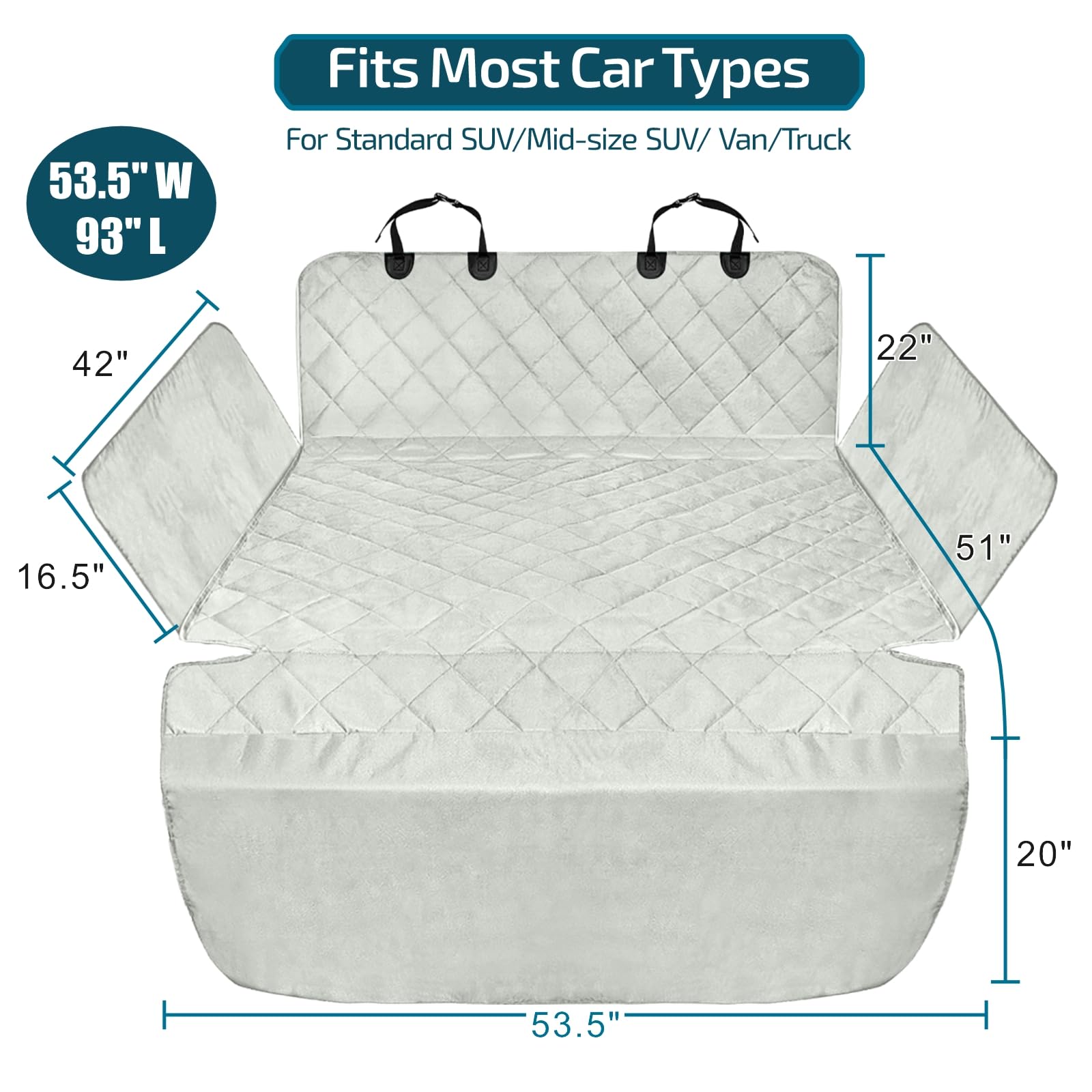Veckle 54x93 cargo liner demonstrates full coverage for large SUVs.