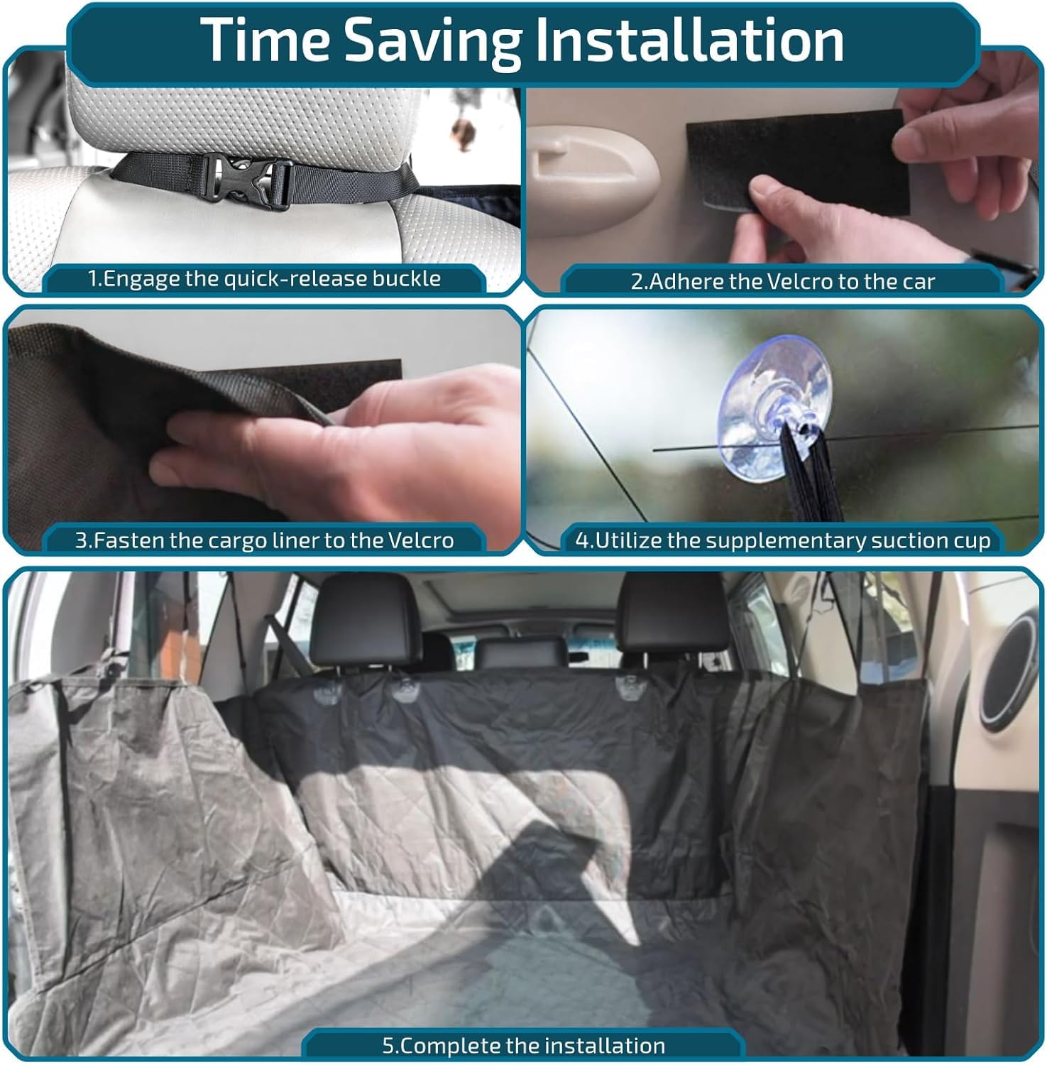 Veckle pet travel area in trunk stays neat and contained.