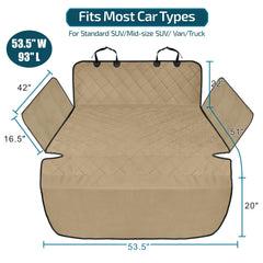 Veckle SUV cargo liner demonstrates wheel-well protection for pets and cargo.